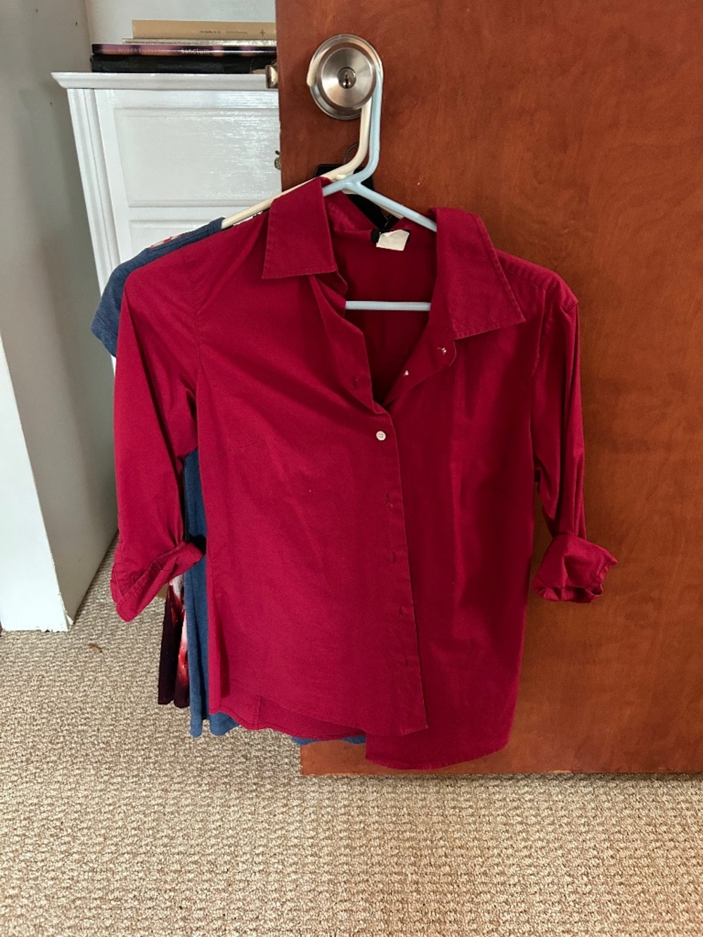 J. Crew Red Button Up Blouse